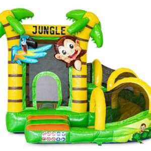 location château gonflable jungle, mini toboggan gonflable, jeux gonflables pour enfants, jungle gonflable pour événements, structure gonflable avec toboggan